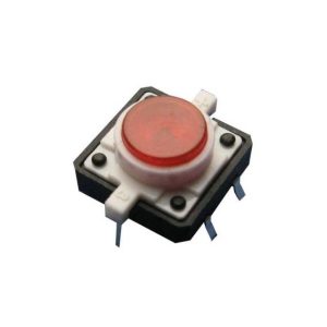 Pulsante Retro illuminato con Led Colore Rosso 12v Mis. 12x12