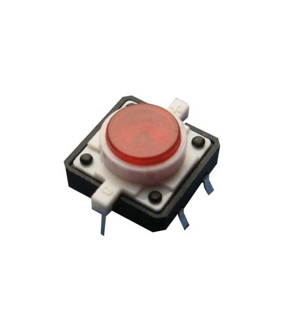 Pulsante Retro illuminato con Led Colore Rosso 12v Mis. 12x12
