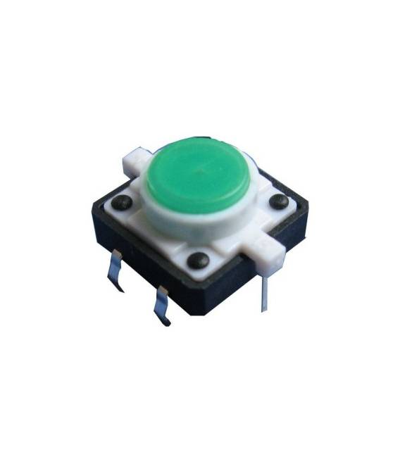 Pulsante Retro illuminato con Led Colore Verde 12v Mis. 12x12