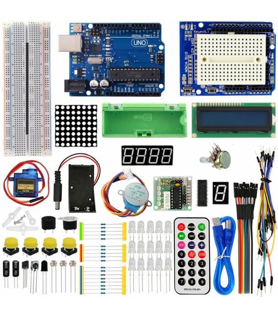 H017 UNO R3 Starter Kit 1602 LCD Servo Motore Dot Matrix Breadboard LED per Arduino kit02