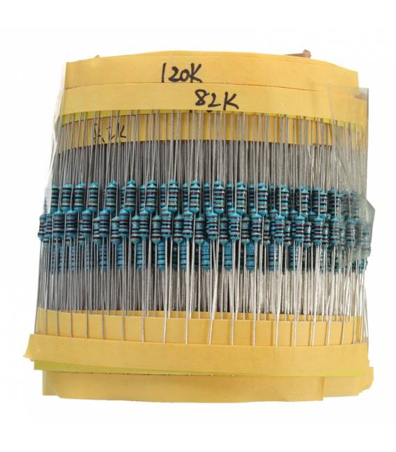 Kit di resistori a film metallico 1%, 82K-1M, 10 pezzi da 24 tipi: 75K, 82K, 91K, 100K, 120K, 150K, 180K, 200K, 220K, 240K, 270K