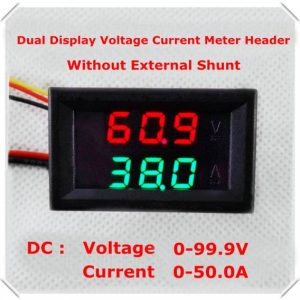 DC0-100V / 50A rosso + rosso doppio display a LED 0,28 misuratore di corrente voltaggio auto digitale amperometro voltmetro 5 fi