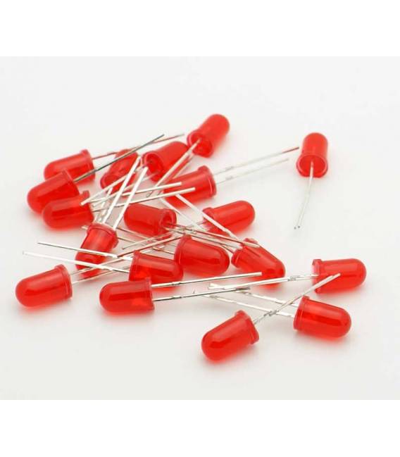 20 Pezzi Led ROSSO - ROSSO 5 mm diodi luminosi super luminosi a LED standard