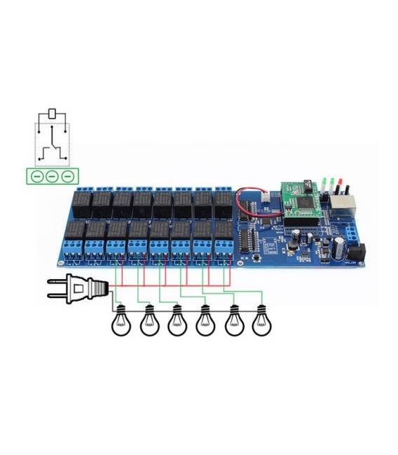 Industrial Ethernet 16 canali di uscita TCP/IP Relè WEB Internet Interruttore Remoto UK