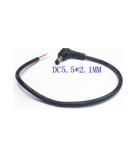 Cavo 30cm Connettore alimentazione DC 5.5mm x 2.1mm Maschio ad angolo retto