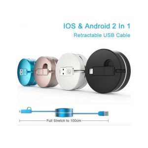 Cavo Retrattile 2 in 1 Mini Box – Carica e Dati Micro USB per Android e iPhone